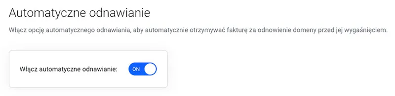 Ustawienie automatycznego odnawiania domeny