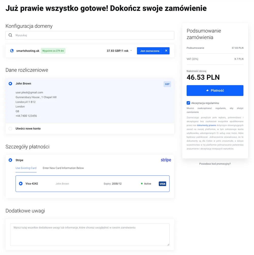 Formularz odnowienia domeny