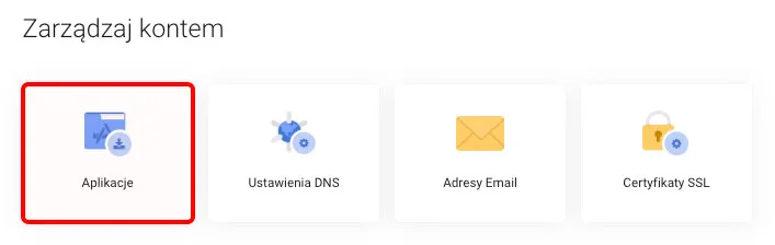 Kafelek Aplikacje w sekcji Zarządzaj kontem