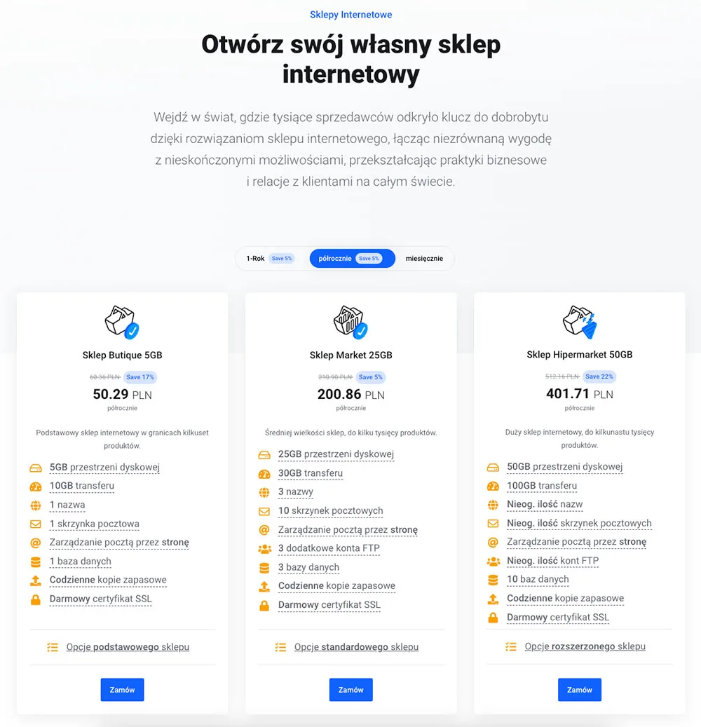 Oferta sklepów internetowych z porównaniem parametrów