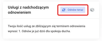 Powiadomienie o konieczności odnowienia usługi