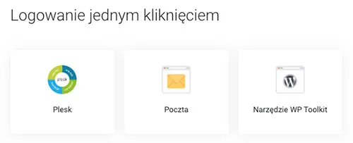 Kafelki logowania jednym kliknięciem do Plesk, Webmail i WP Toolkit