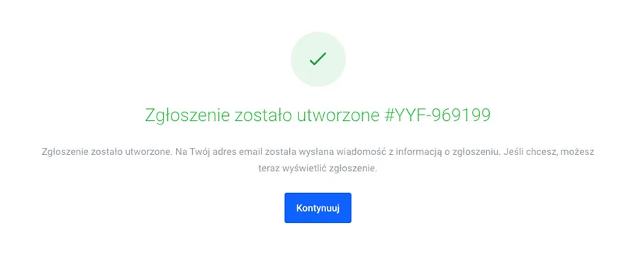 Potwierdzenie przesłania zgłoszenia